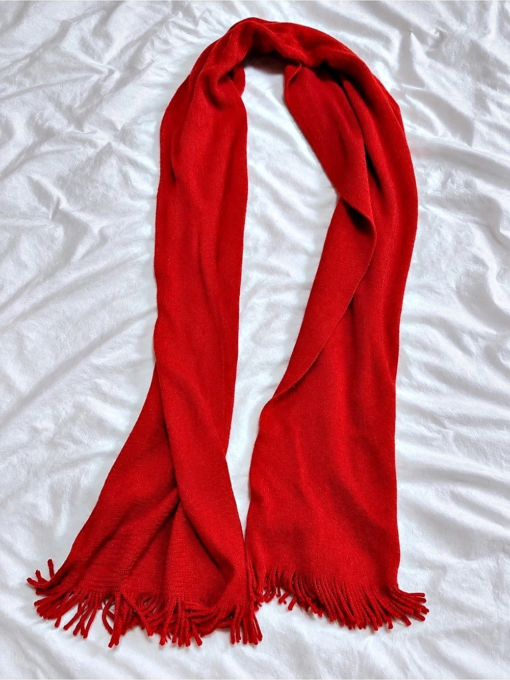 Calvin Klein Red Fringe Scarf Like New